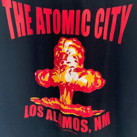 Atomic city New Mexico souvenir tee t shirt black and orange and red Sz L - Picture 3 of 6